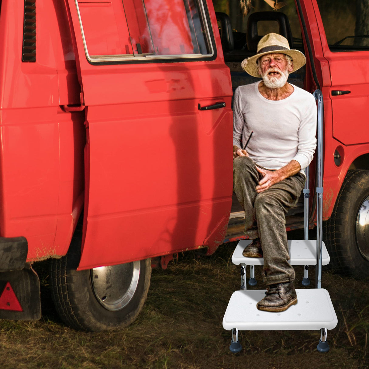 Aliseniors Step Stool with Handle and Non-Skid Platform, Heavy Duty 2 Steps Medical Foot Stool for Adult, Seniors, Handicap Holds up to 350 lbs