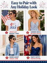 Tasunom American Flag Dangle Earrings for Women, Patriotic 4th of July Earrings, 14K Gold Plated CZ Crystal USA Flag Drop Earrings with S925 Post