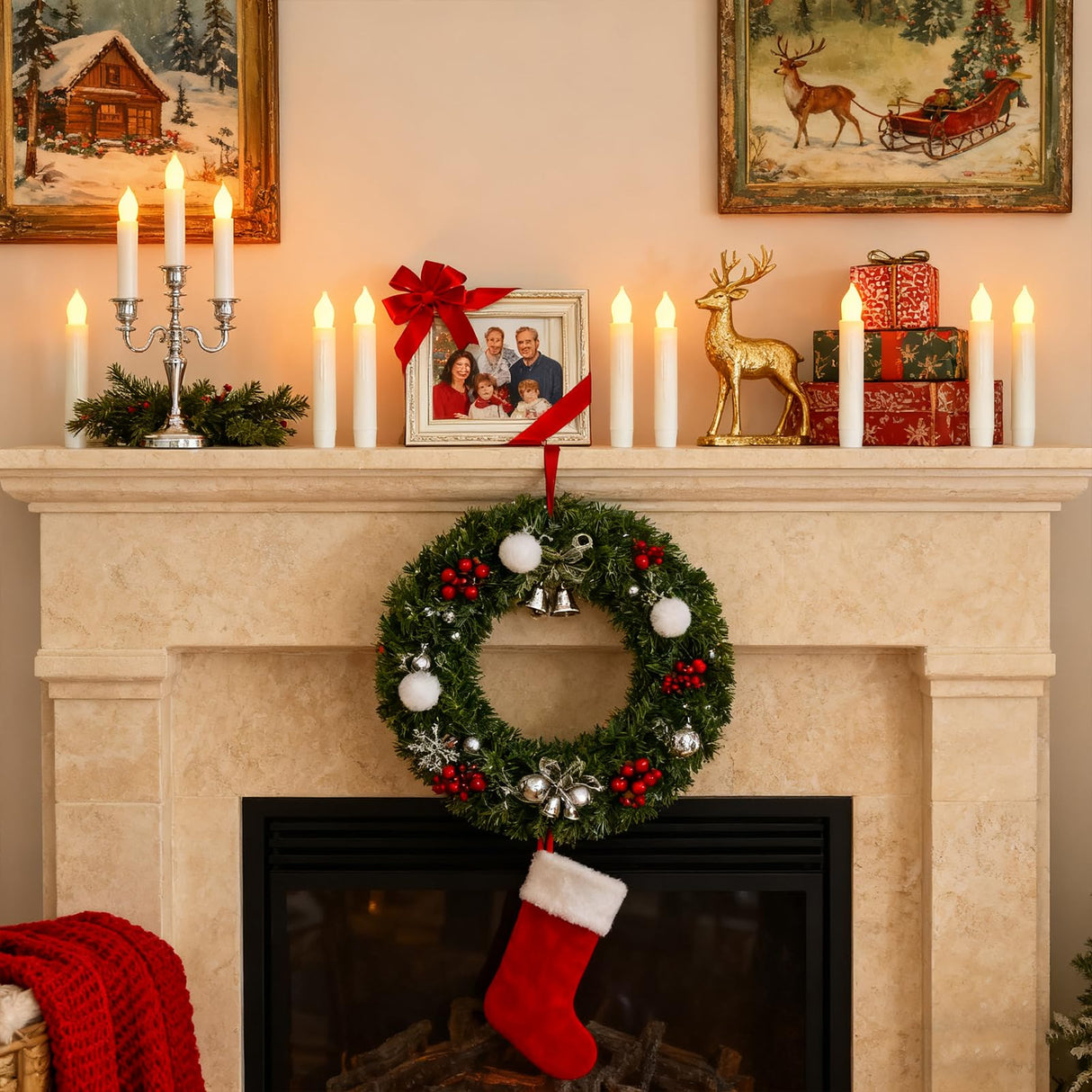 Lezonic Flameless Battery Operated Candlesticks Flickering, 24Pcs White LED Battery Christmas Window Candles, 6 Inch Short Taper Candles Hanging Halloween Floating by Touch, No Remote