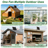 SHENVITASO Solar Powered Exhaust Fan Kit, 25W 8" Ventilation Fan with Battery Backup, Up to 9‑Hour Runtime, 430CFM, IP44 Waterproof, for Chicken Coop, Greenhouse, Shed, Attic, RV