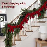 Christmas Decorations - 6 Ft Red Velvet Bow Garland