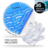 Urinal Screen Deodorizer (36 Pack) - Urinal Cakes Pads - Fresh 3d Wave Anti-Splash - Odor Protection for Toilets in Bathroom Restaurant Office Stadium School with Free Gloves - 36pcs Blue Ocean Breeze