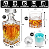 Whiskey Decanter Set for Men, 4*Crystal Whiskey Glasses(Get 4 Silicone Ice Mold Free), Lead-Free Decanter Set for Whiskey, Bourbon, Scotch, Anniversary Christmas Gifts for Dad, Husband, Whiskey Lovers