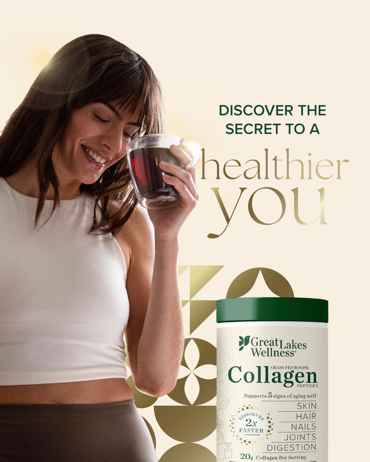 Great Lakes Wellness Bovine Collagen Peptides Powder for Skin, Hair, Nails, Joints & Digestion - Unflavored - Quick Dissolve Hydrolyzed, Non-GMO, Kosher - 32 oz