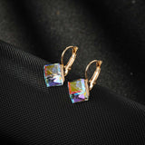 EVEVIC Austrian Crystal Cube Drop Leverback Earrings for Women