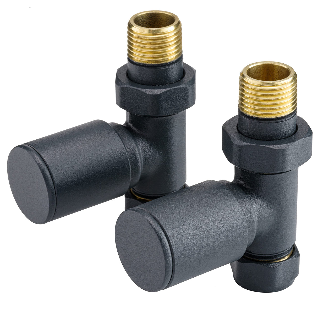 Sandy Beach Grey Straight Radiator Valves - Anthracite Radiator Valves, Grey Towel Radiator - 15mm