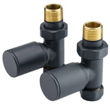 Sandy Beach Grey Straight Radiator Valves - Anthracite Radiator Valves, Grey Towel Radiator - 15mm