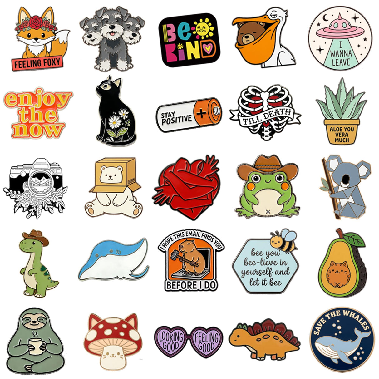 SINCCO 20/40/50/80 PCS Cute Enamel Backpack Pins, Funny Enamel Pins Bulk Set Cool Button Pins Aesthetic Brooch Lapel Pins Anime for Backpacks, Jackets, Hats, Kids, Girls(Style-50)