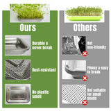Amarys Hearth 2 Pack Stainless Steel Seed Sprouter Trays, 2-Tier Soil-Free Microgreens Growing Kit, Rust-Free Sprouting Tray with Mesh Pads for Sprouts Beans Alfalfa Wheatgrass (10.6" * 7.9" * 1.9")