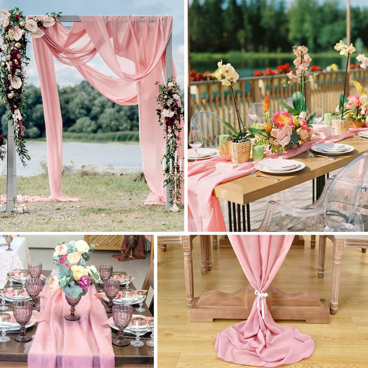 10 Pack 10ft Baby Pink Chiffon Table Runners Wedding Table Runner Sheer Romantic Tulle Table Runner for Christmas Wedding Bridal Tea Party Baby Shower Birthday Party Table Decorations(120 x 12 in)