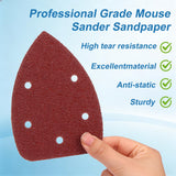 Coceca 150pcs Mouse Detail Sander Sandpaper Sanding Paper Assorted Sanding Pads 40 80 120 180 240 Grits 5 Hole Assorted Sander Sandpaper for Sanding Polishing