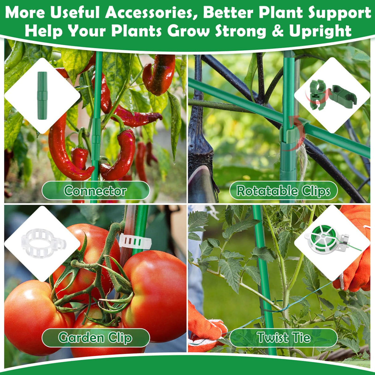 Tetutor 337 PCS Garden Stakes, Fiberglass Tomato Stakes, Garden Sticks