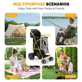 Bonnlo Beach Fishing Cart for Sand, Solid Wheel 11" Large All Terrain Wheels, Foldable Beach Wagon, Insulated Bag, 165lbs Capacity, Large Storage Space