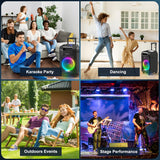 VeGue Karaoke Machine, Bluetooth Speaker PA System for Adults & Kids with 2 Wireless Microphones, 8'' Subwoofer, Wireless Singing Machine for Christmas Party, Wedding, Gathering(VS-0866)