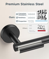 FORIOUS Toilet Paper Holder Wall Mount, Stainless Steel Rustproof Double Post Pivoting Tissue Roll Holder for Bathroom, Commercial Toilet Paper Dispenser, Matte Black