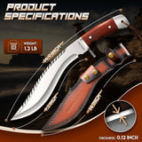 Freelander Full Tang Kukri Machete Knife with Leather Sheath for Yard Work