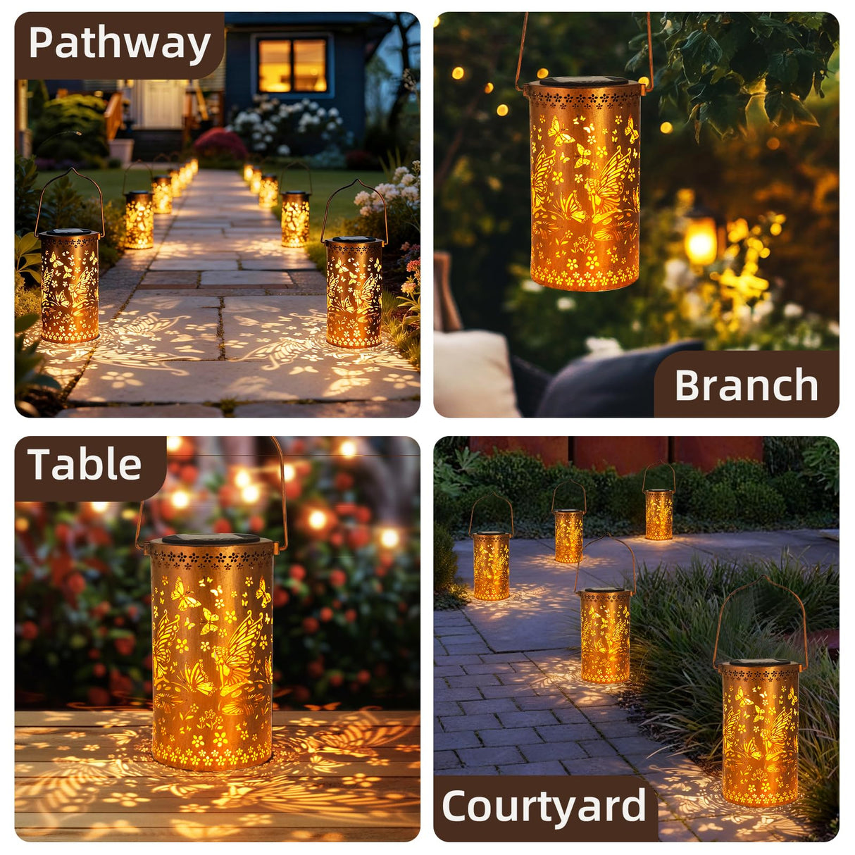 DIBIEECN Mothers Day Gifts for Mom, Birthday Gifts Grandma Ladies Solar Lanterns Outdoor Hanging Hollowed-Out Metal Waterproof LED Garden Decor Outside for Patio Yard Porch, Fairy, 1 Pack