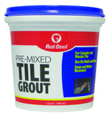 Red Devil 0424 Pre-Mixed Tile Grout - Professional Quality, Excellent Adhesion, Ideal for Wall & Floor Use - 1 Quart, White, Pack of 6, Made in USA