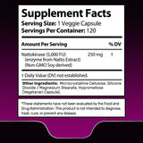 Nattokinase Supplement Capsules 5000 FU, Third-Party Tested Nattokinase – Enzymes from Japanese Natto – Daily Wellness Support – 120 Count