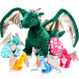 Deekin 7 Pcs Dragon Toy Set 16 Inch Large Dragon Stuffed Animal with 4 Baby Plush and 2 Eggs in Mommy's Belly Dinosaur Plushies Gifts for Boys Girls Birthday Christmas(Cute Style)
