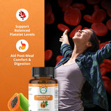 Papaya Leaf Extract 500 mg for Hair, Skin with 4X Extra Strength Support Blood Platelet with 60 Capsules for 60 Days Supports Digestive Health & Natural Antioxidant
