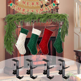 AZHAIBUQI 4 Pack Christmas Fireplace Stocking and Garland Hanger,Mantle Garland Holder for Hanging Christmas Stockings,Adjustable Garland and Stocking Holder,Black