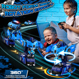 AONEPTR Remote Control Car, One-Click Becoming Robot Transforming Toys Car for Boys, Smooth Deformation, Demo Mode, 360° Rotation, Easy to Use, 2.4GHZ, with LED Lights, RC Cars for Christmas, Kids