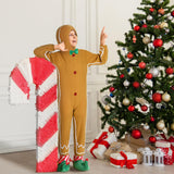 Geyoga Gingerbread Man Costume for Kids Home Clothing Christmas Gingerbread Outfit Bodysuit Hooded Unisex(Classic,5-6 Years)