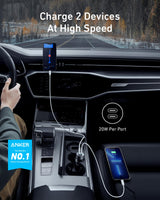 Anker 40W 2-Port PowerIQ 3.0 USB C Fast Charging Car Charger