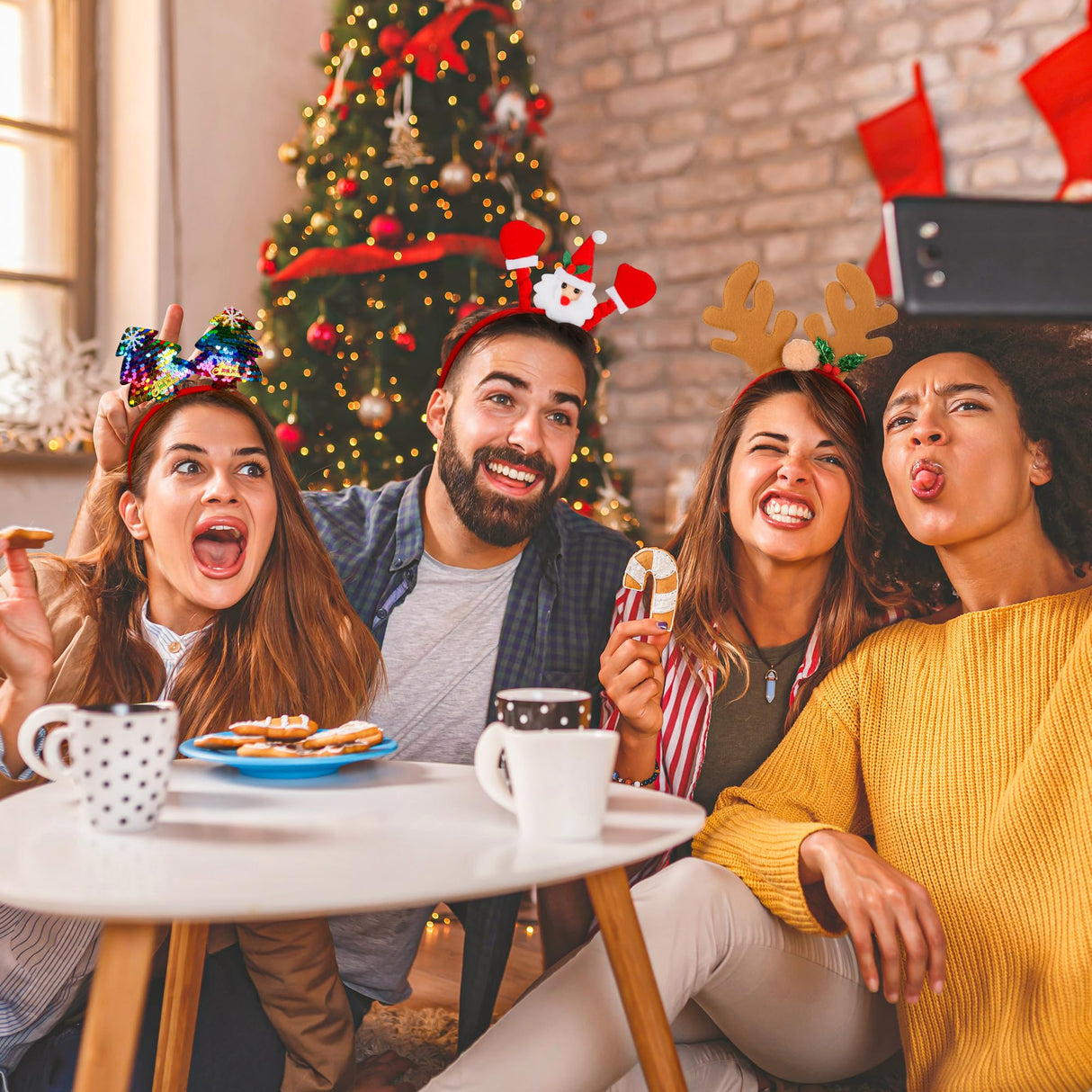 24 Pcs Christmas Headbands, 12 Styles Christmas Headwears with Assorted Design Santa Christmas Tree Snowman Stars Reindeer Antler, Xmas Party Decor for Women Men Christmas Party Favors