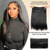 Human Hair Bundles with Closure Straight(22 24 26+20,Free Part) Closure with 3 Bundles Brazilian Virgin Hair 16A Extensions with Pre Plucked with Baby Hair 4X4 HD Lace Closure Natural Black Color
