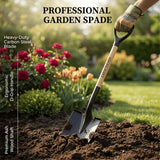 Shovel for Digging Round Point Garden 41 Inch D Wood Handle Steel Blade