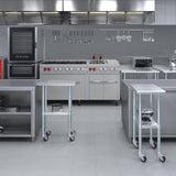 AmGood 24 in. x 15 in. Stainless Steel Work Table with Wheels | Metal Kitchen Food Prep Table | NSF
