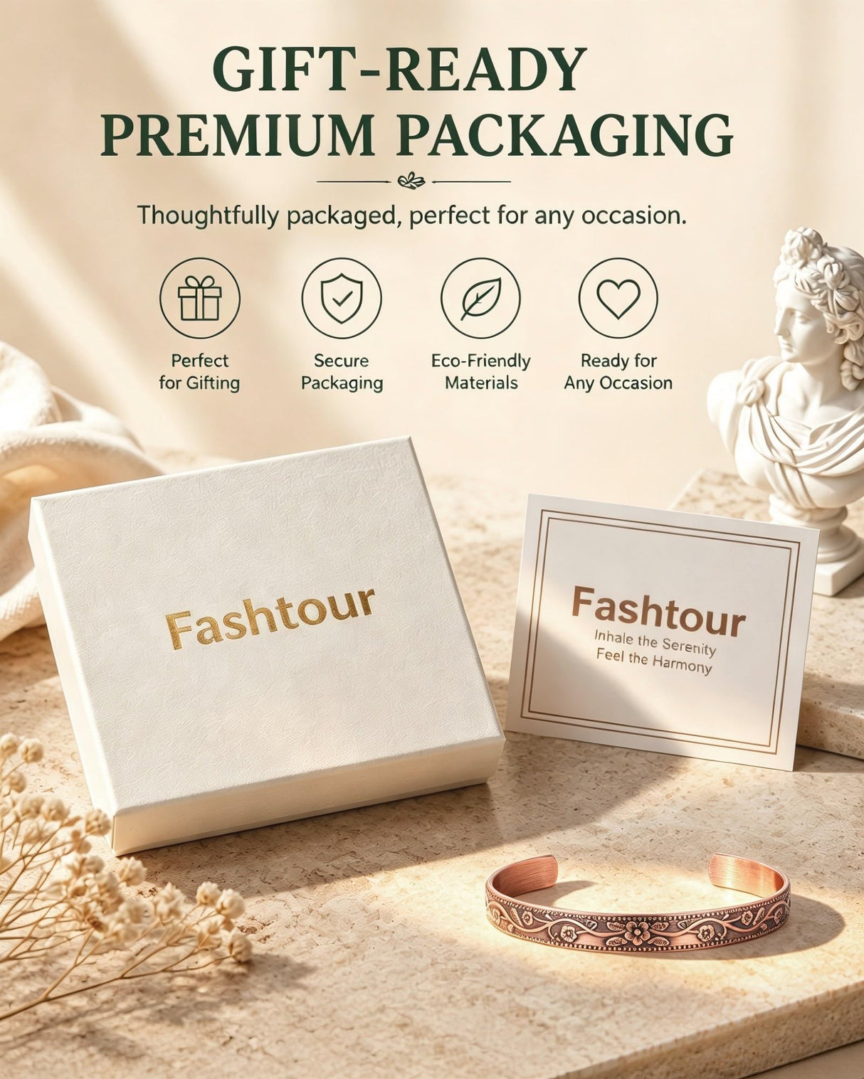Fashtour Pure Copper Bracelet – Copper Bracelet for Men & Women – 100% Solid, Raw & Handmade Hammered Tibetan Cuff Bangle (Vintage Floral)