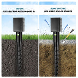 XYADX No Dig Ground Screw Anchor - Black Post Stake for 4x4 Wood Posts, Includes Lag Bolts & 27" Rebar, for Mailbox Posts and Fence Posts Anchor, 1 Pack