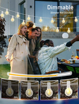 25Ft LED Outdoor String Lights, G40 Globe Patio String Lights Waterproof with 27 Shatterproof Bulbs, Hanging Outdoor Christmas Decorations Lights for Backyard Garden Bistro Wedding Party Decor, White