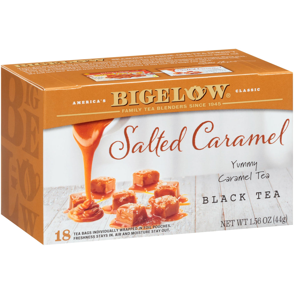 Bigelow Tea Salted Caramel Black Tea, Caffeinated Tea with Caramel and Salt, Holiday and Christmas Tea, 18 Count Box (Pack of 6), 108 Total Tea Bags