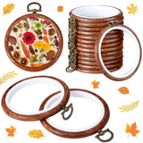 Burbell 15 Pcs 3 Inch Round Embroidery Hoops Frame Circle Rubber Hoops Ring Display Cross Stitch Ornament Imitated Wood Frame Kits for Christmas Halloween Craft Sewing DIY Hanging Gifts
