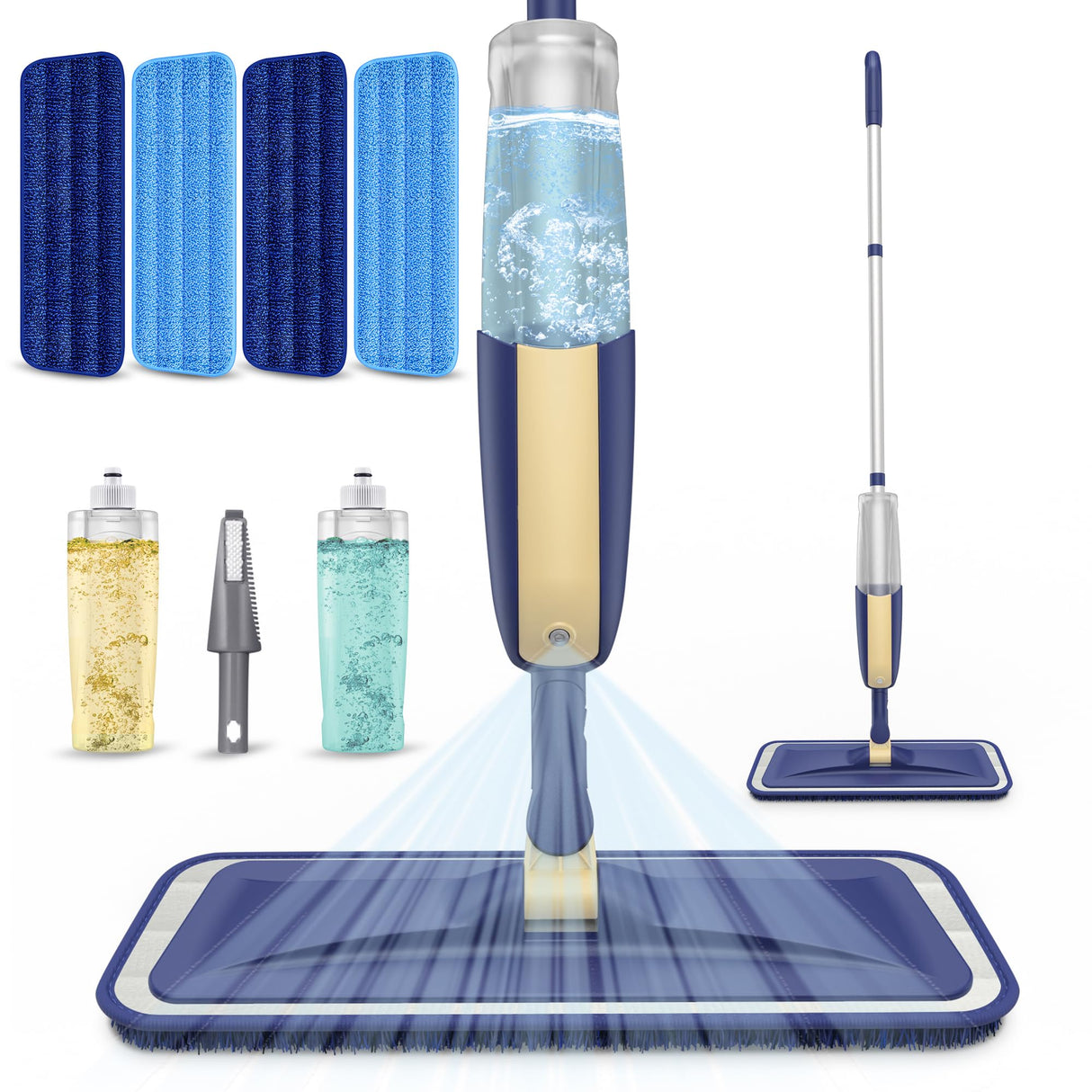 Spray Mops for Floor Cleaning: MEXERRIS Wet Jet Mops for Hardwood Wood Tile Laminate Vinyl - Floor Flat Mop with 4 Washable Pads for Swiffer Powermop & 2 Refillable Bottles Home Commercial Mop
