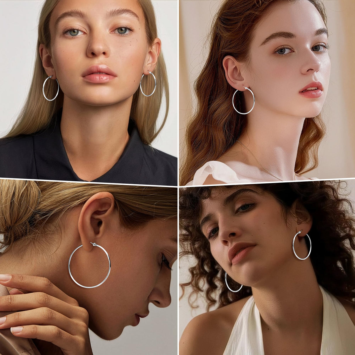 Gokeey Silver Earrings for Women Trendy, Hypoallergenic Silver Hoop Earrings for Women, Small Hoop Earrings Huggie Hoops Earrings for Jewelry Gifts 14mm 20mm 30mm 40mm