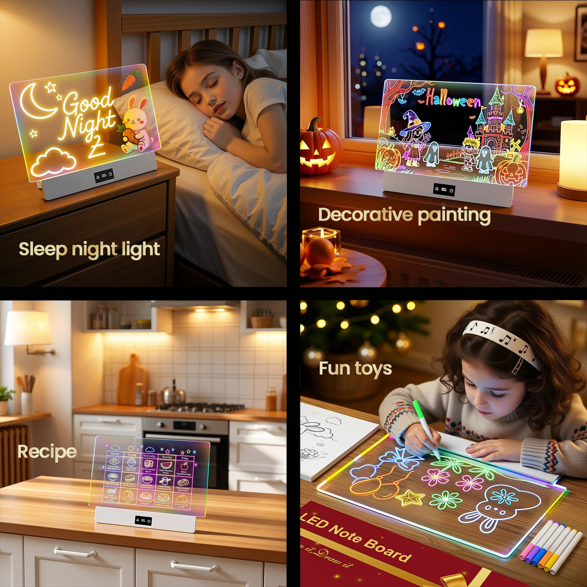 TAEMVV 16" LED Drawing Board for Kids Birthday Gift for Girls 1 Pack, White