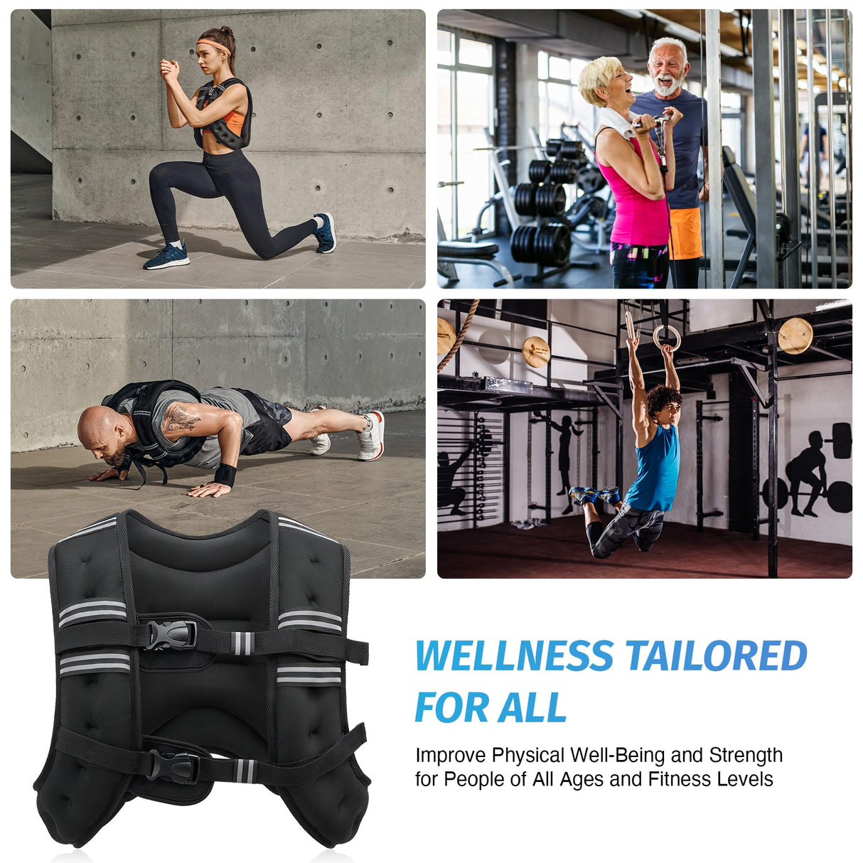 ZELUS Weighted Vest, 6lb/8lb/12lb/16lb/20lb/25lb/30lb Weight Vest with Reflective Stripe for Workout, Strength Training, Running, Fitness, Muscle Building, Weight Loss, Weightlifting, Black(25 lb)