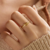 925 Sterling Silver Cubic Zirconia Heart Knot Rings for Women Girls
