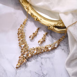 BriLove Wedding Bridal Necklace Earrings Jewelry Set for Women Champagne