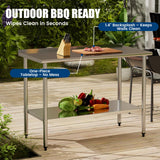 Chingoo Stainless Steel Work Table 24x60 Inch with Adjustable Undershelf & Backsplash, Heavy-Duty Prep Table for Commercial Kitchen, Restaurant, Garage, Outdoor