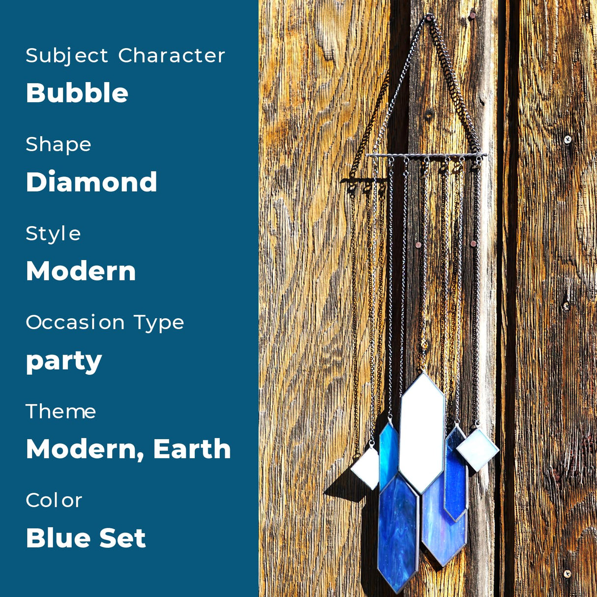 Sensory4u Stained Glass Suncatchers Window Hanging Wall Art Element Earth Tones Modern Design Home Decor Or Garden Suncatcher (Blue)