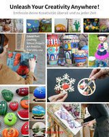 Fantastory Acrylic Paint Set, 24 x 60 ml with 12 Brushes; Christmas Acrylic Paint, Waterproof; For Artwork & DIY Projects on Canvas, Wood, Glass, Clay, Fabric, Ceramic, Paper, Canvas