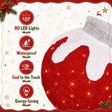 Tngan 2 Pcs Outdoor Christmas Ornaments, Lighted Pop-Up Holiday Ball Decoration with 160 LED Lights, 8 Light Functions, Lighted Collapsible Christmas Outdoor Decorations for Yard, Patio, Home