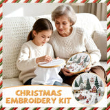 Christmas Embroidery Kit for Adults & Beginners - Gnomes & Cross Stitch Patterns, Cotton, Threads, Needles & Instructions (4 Pcs)