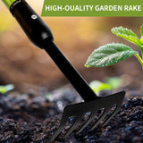 Telescopic Garden Rake, 27-40" Adjustable Hand Rake with 5 Metal Tines